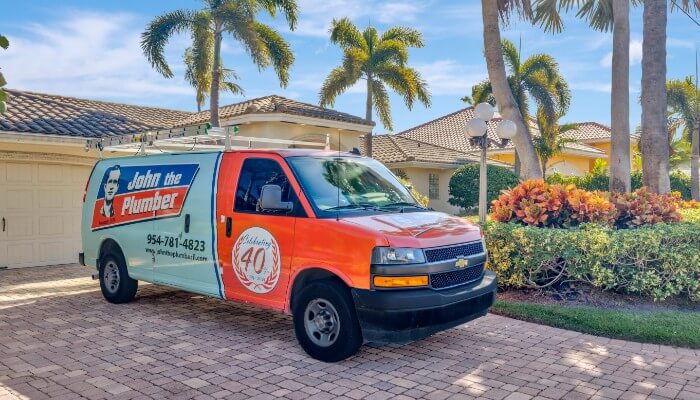 john the plumber service van at residential home